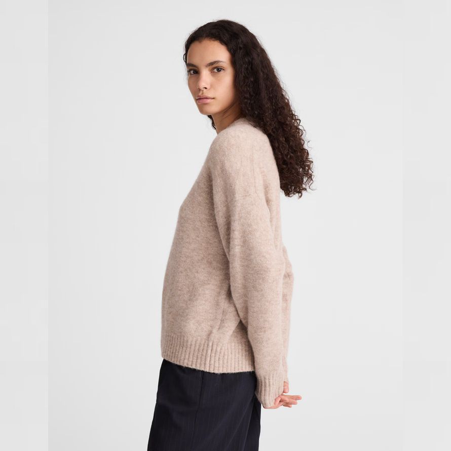 beige madewell cloudsoft drop-shoulder crewneck womens sweater