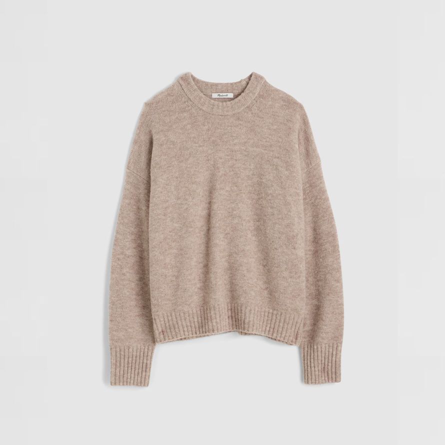 beige madewell cloudsoft drop-shoulder crewneck womens sweater