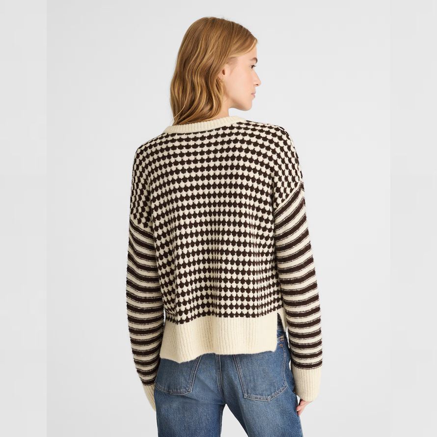 cream black womens madewell mixed stripe pullover sweater