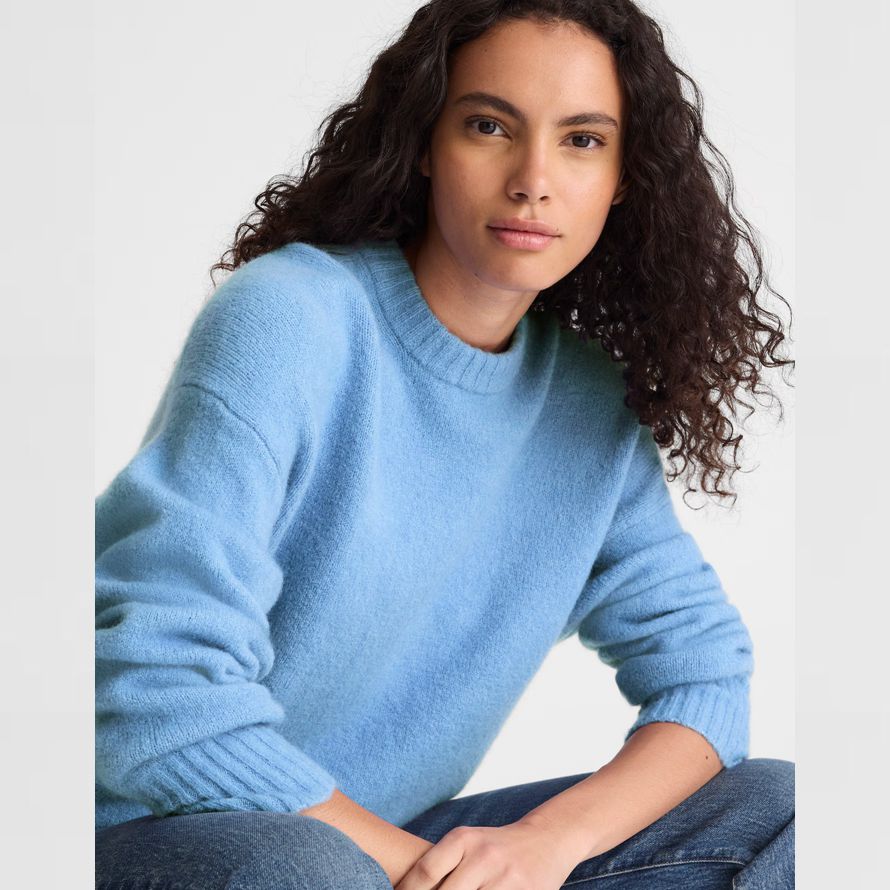 blue womens madewell cloudsoft drop-shoulder crewneck sweater