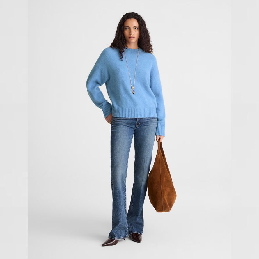 blue womens madewell cloudsoft drop-shoulder crewneck sweater