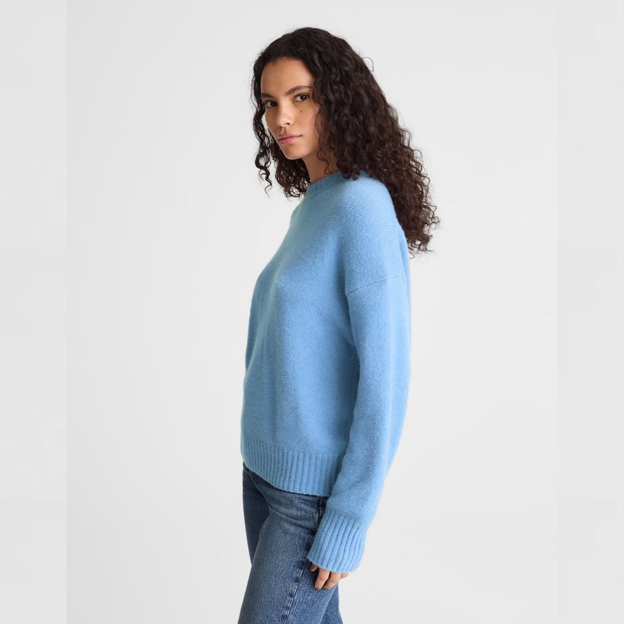 blue womens madewell cloudsoft drop-shoulder crewneck sweater