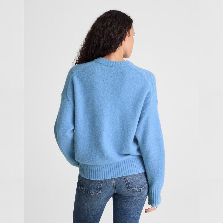 blue womens madewell cloudsoft drop-shoulder crewneck sweater