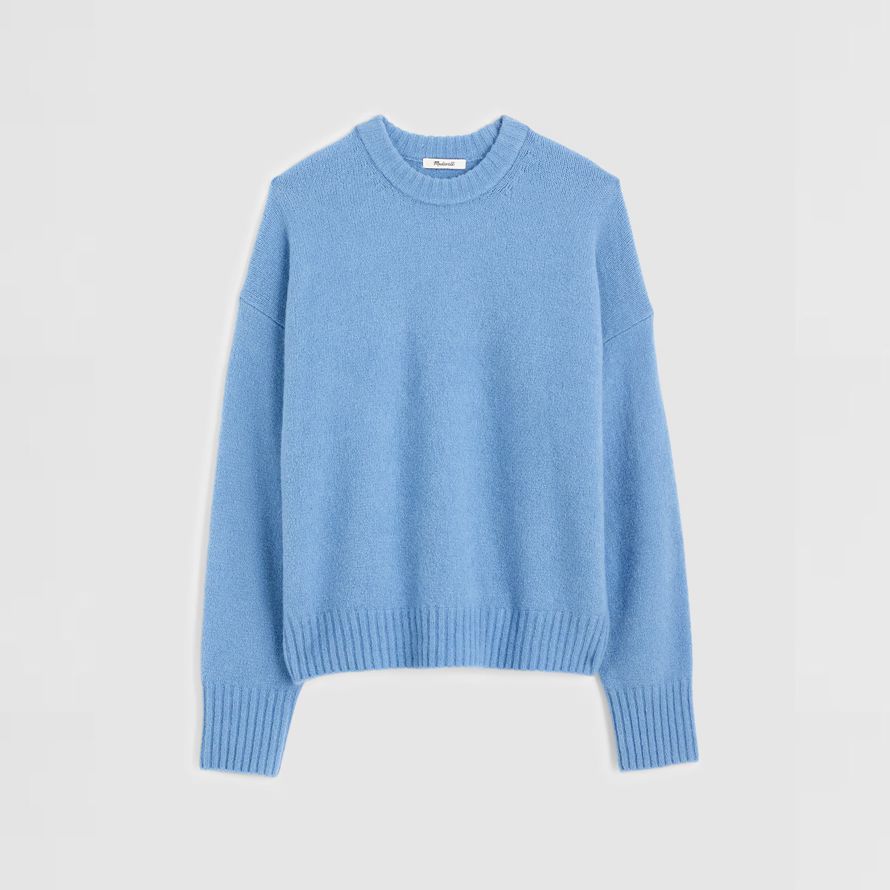blue womens madewell cloudsoft drop-shoulder crewneck sweater