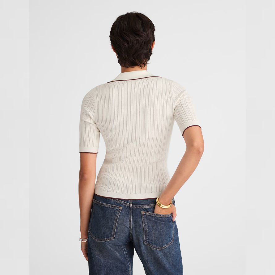 madewell the signature knit johnny-collar womens sweater white
