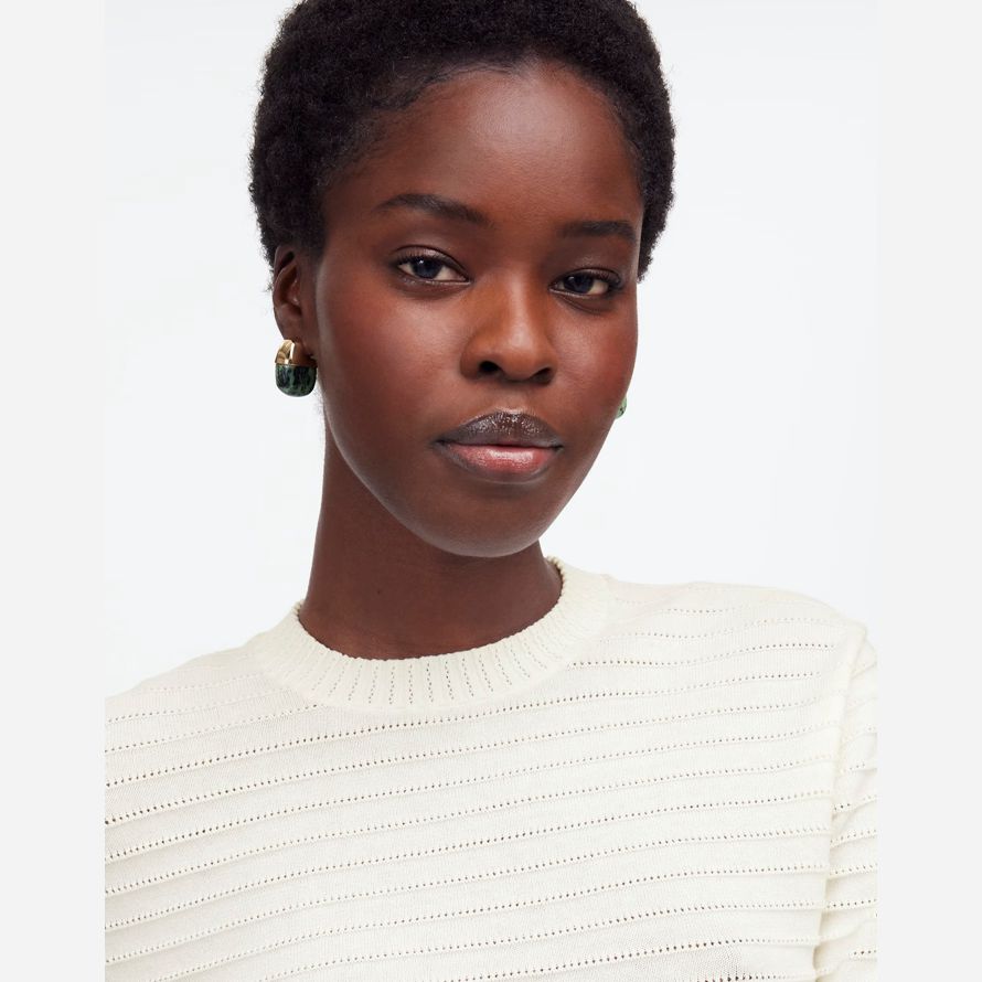 cream madewell textural-stitch cotton womens sweater