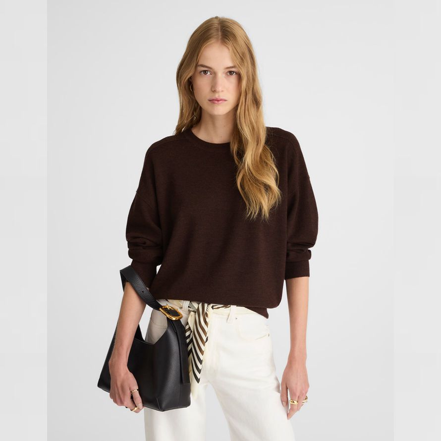 madewell merino wool pullover womens sweater dark brown