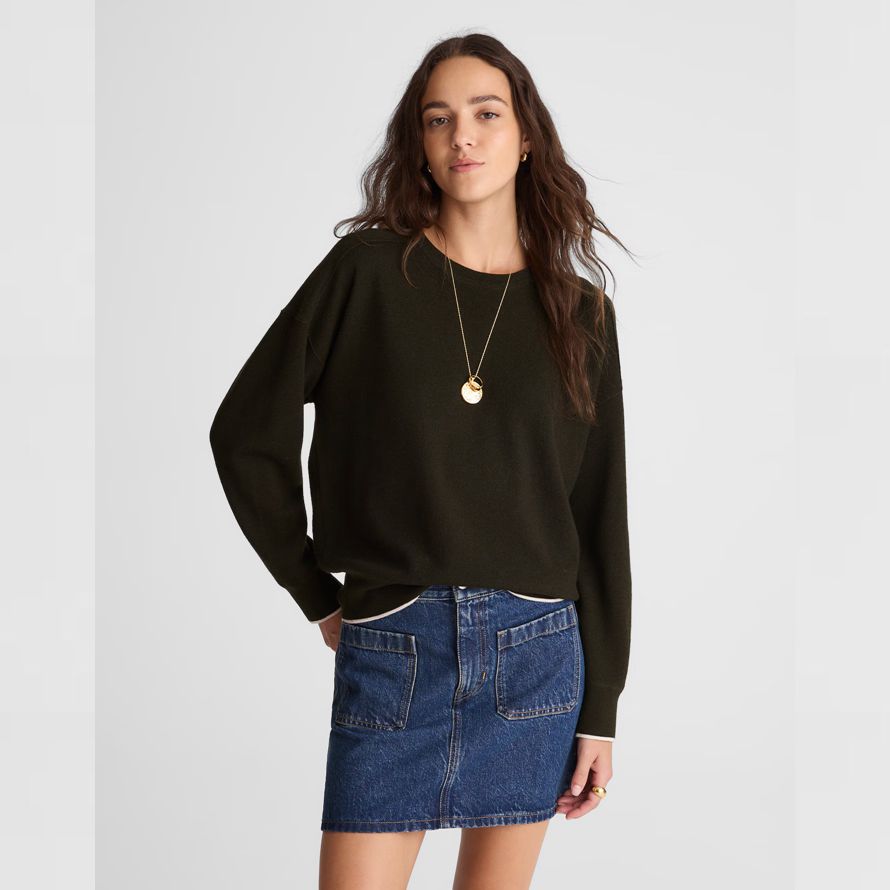womens madewell merino wool pullover sweater dark olive