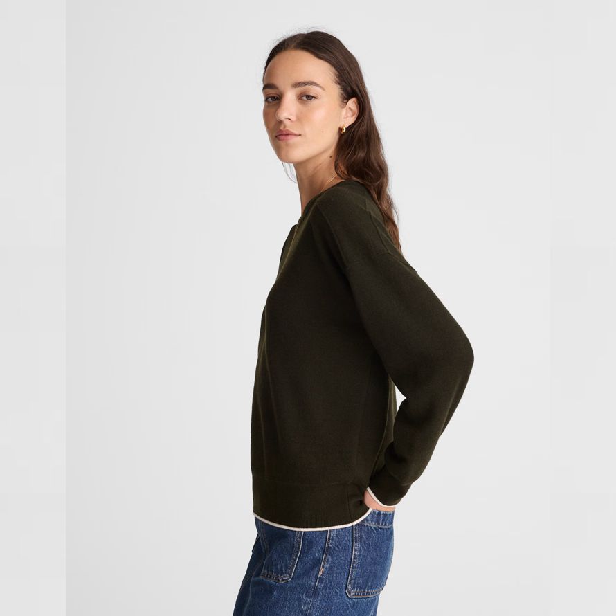 womens madewell merino wool pullover sweater dark olive