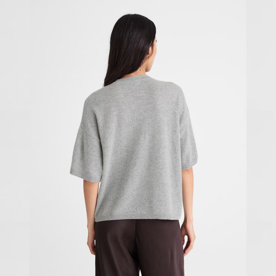 womens madewell short-sleeve 100 cashmere sweater grey