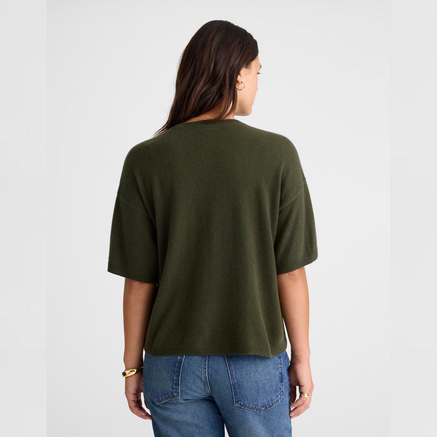 olive womens madewell short-sleeve 100 cashmere sweater