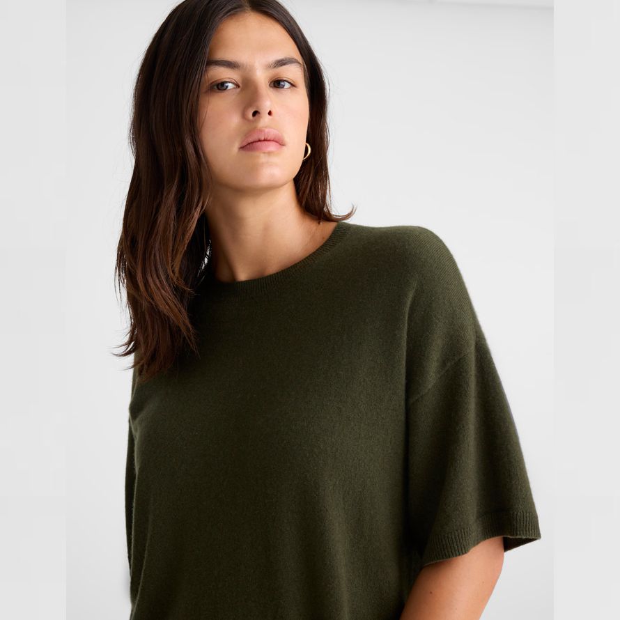 olive womens madewell short-sleeve 100 cashmere sweater