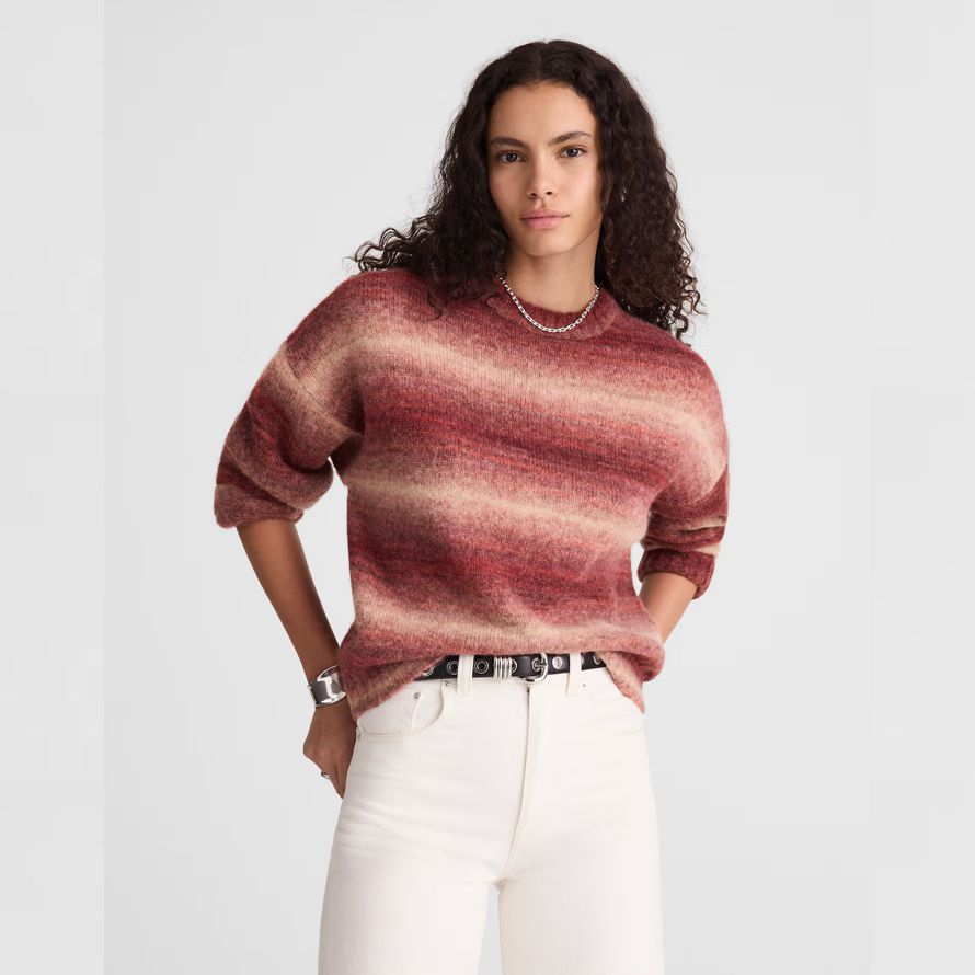 madewell space-dyed drop-shoulder womens sweater red beige