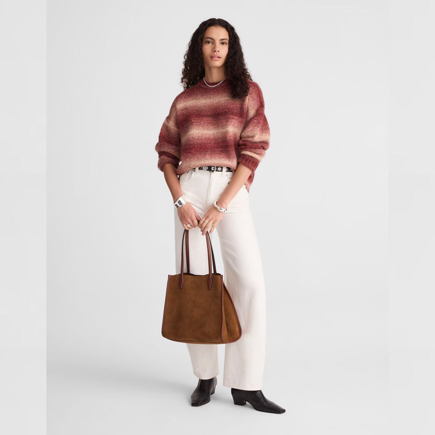 madewell space-dyed drop-shoulder womens sweater red beige