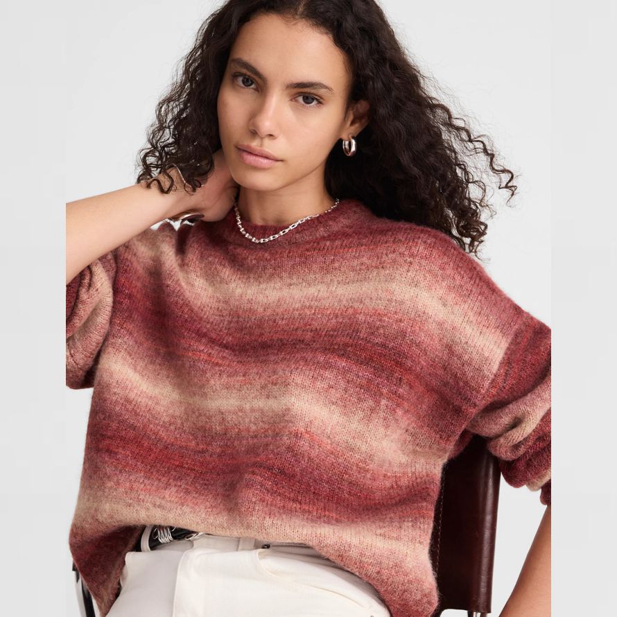 madewell space-dyed drop-shoulder womens sweater red beige