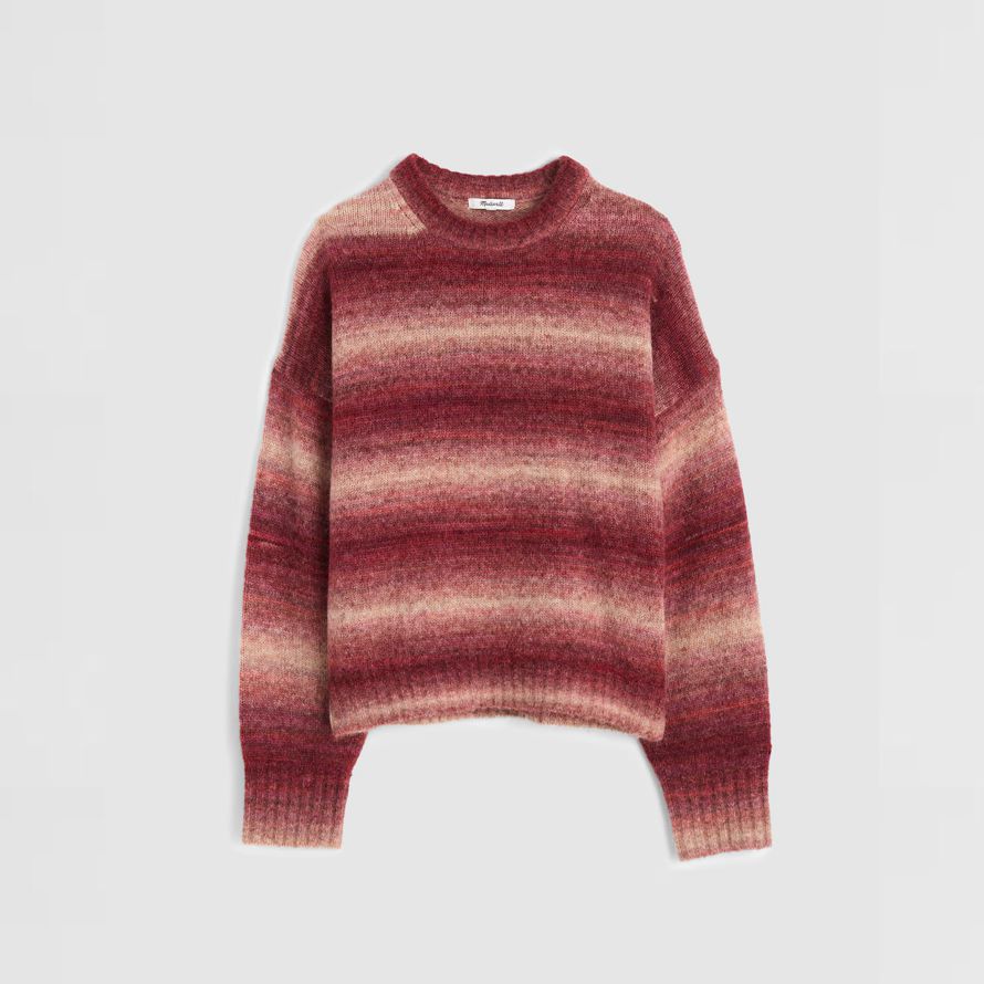 madewell space-dyed drop-shoulder womens sweater red beige