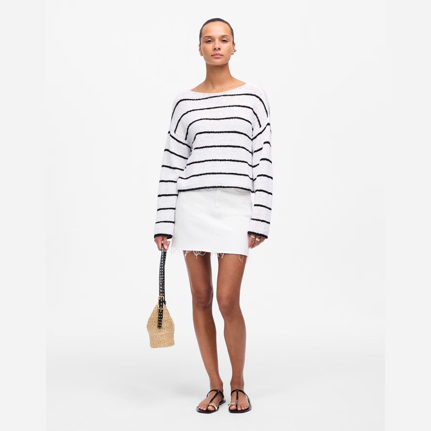 white black madewell boatneck pullover womens sweater
