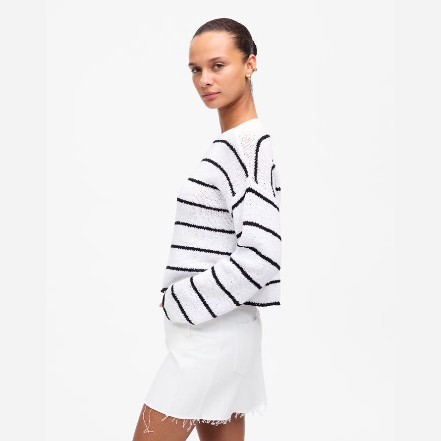 white black madewell boatneck pullover womens sweater