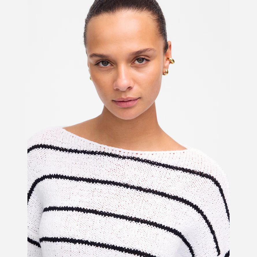 white black madewell boatneck pullover womens sweater