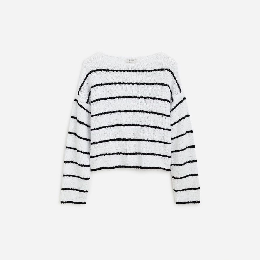 white black madewell boatneck pullover womens sweater