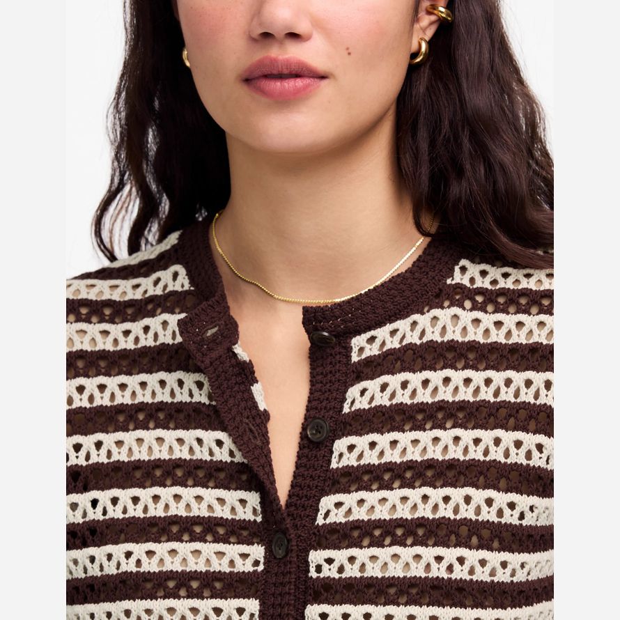 chocolate cream madewell open-stitch crewneck womens sweater