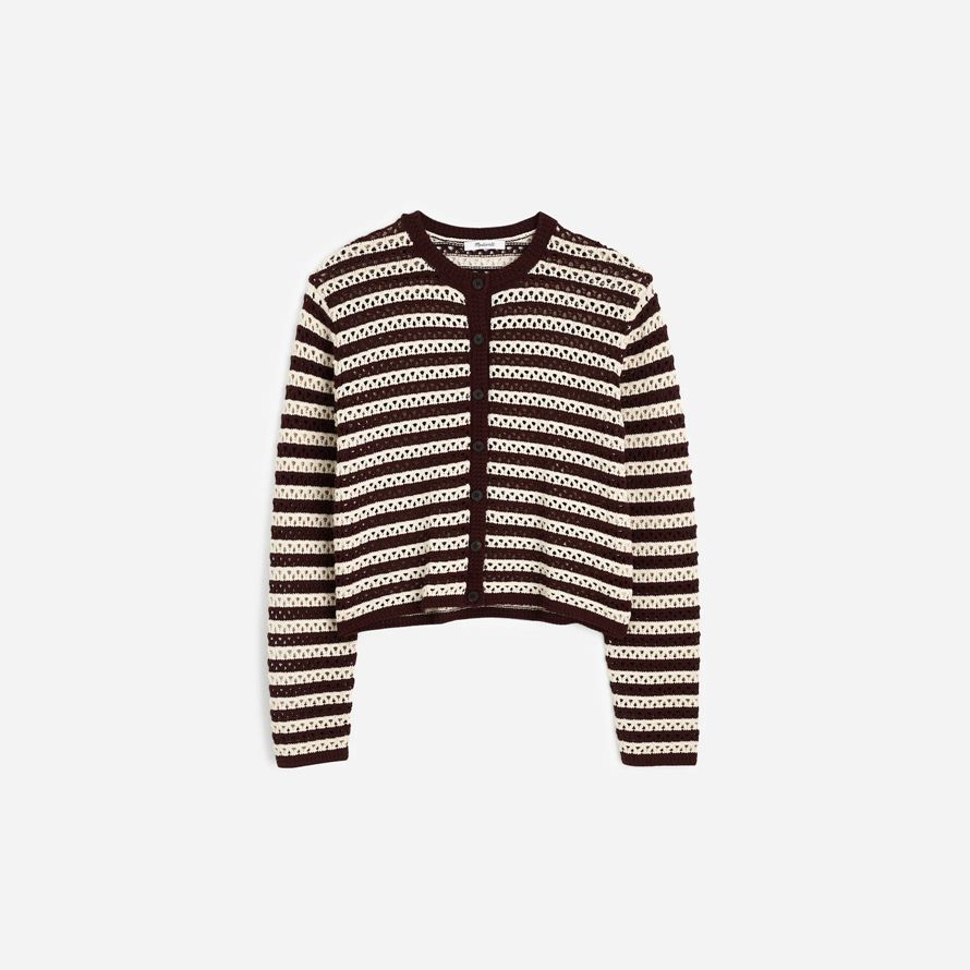 chocolate cream madewell open-stitch crewneck womens sweater