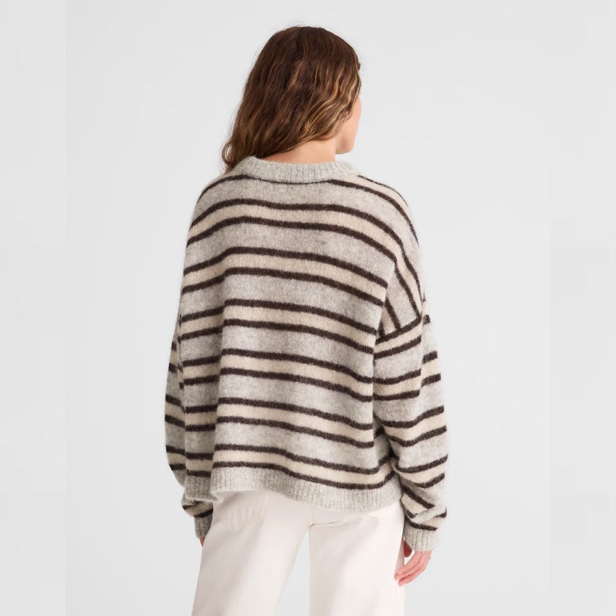madewell striped pullover alpaca blend womens sweater grey beige black