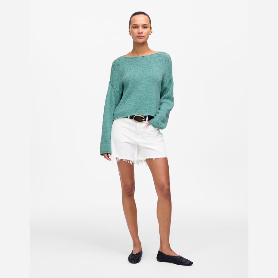 madewell boatneck pullover womens sweater turquoise