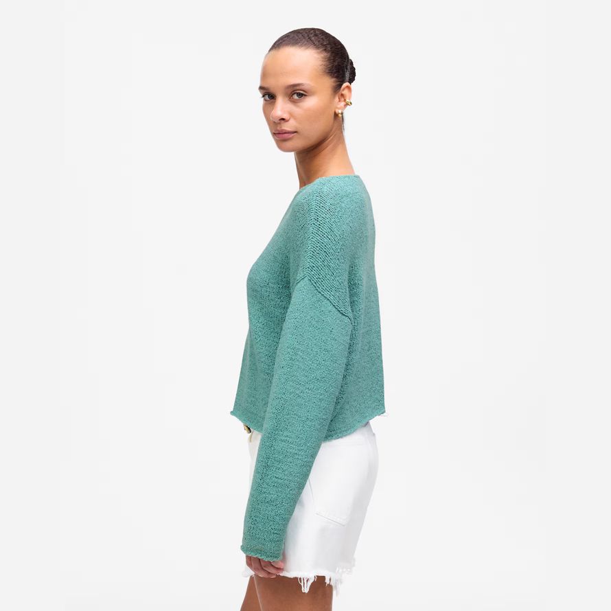 madewell boatneck pullover womens sweater turquoise
