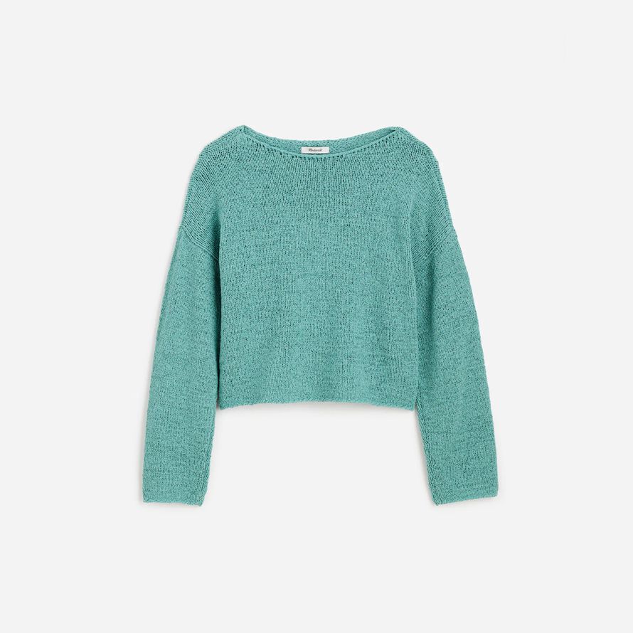 madewell boatneck pullover womens sweater turquoise