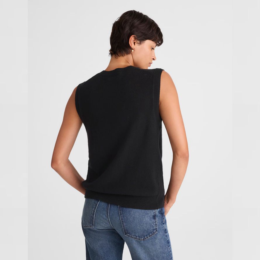 womens madewell cashmere v-neck sleeveless sweater black