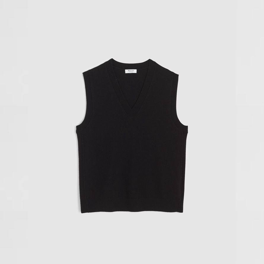 womens madewell cashmere v-neck sleeveless sweater black