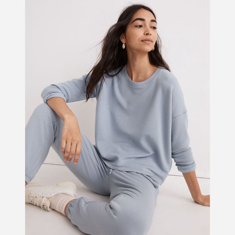 light blue madewell superbrushed easygoing womens sweatshirt