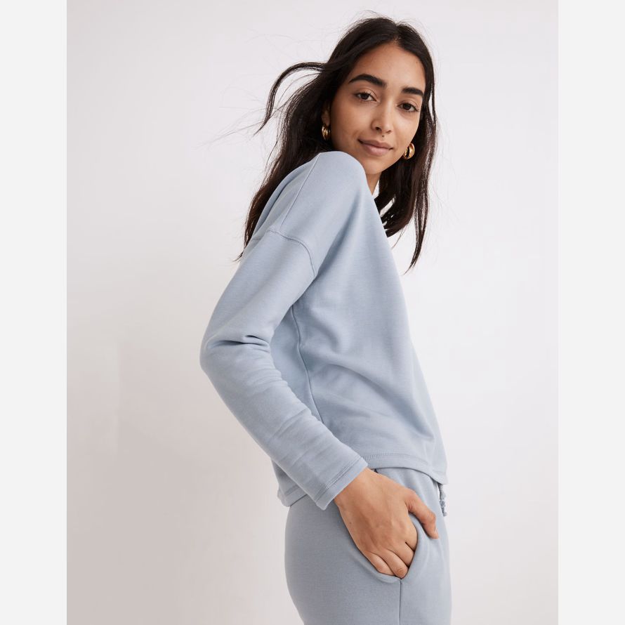 light blue madewell superbrushed easygoing womens sweatshirt