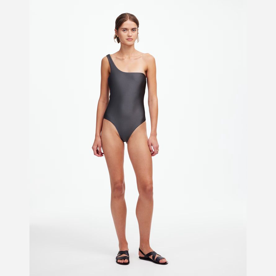 madewell jade swimᆴ evolve one-piece womens swimsuit grey
