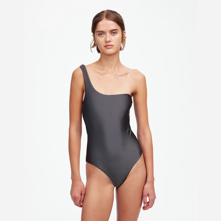 madewell jade swimᆴ evolve one-piece womens swimsuit grey