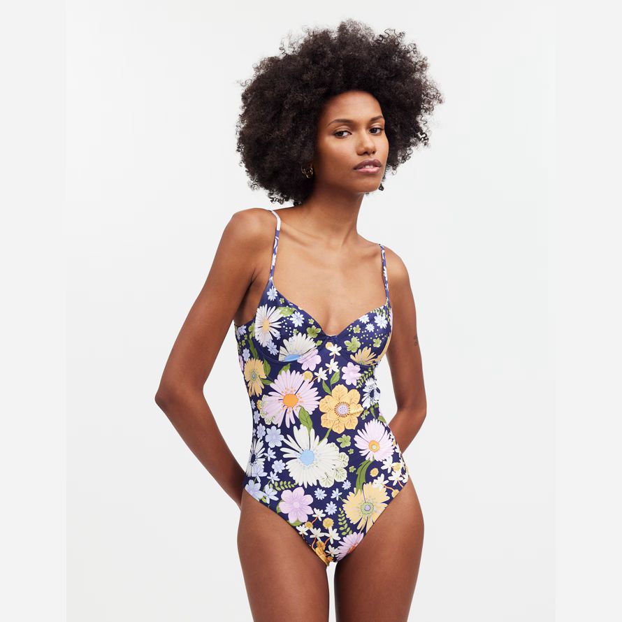 womens madewell agua bendita petra one-piece swimsuit multicolor