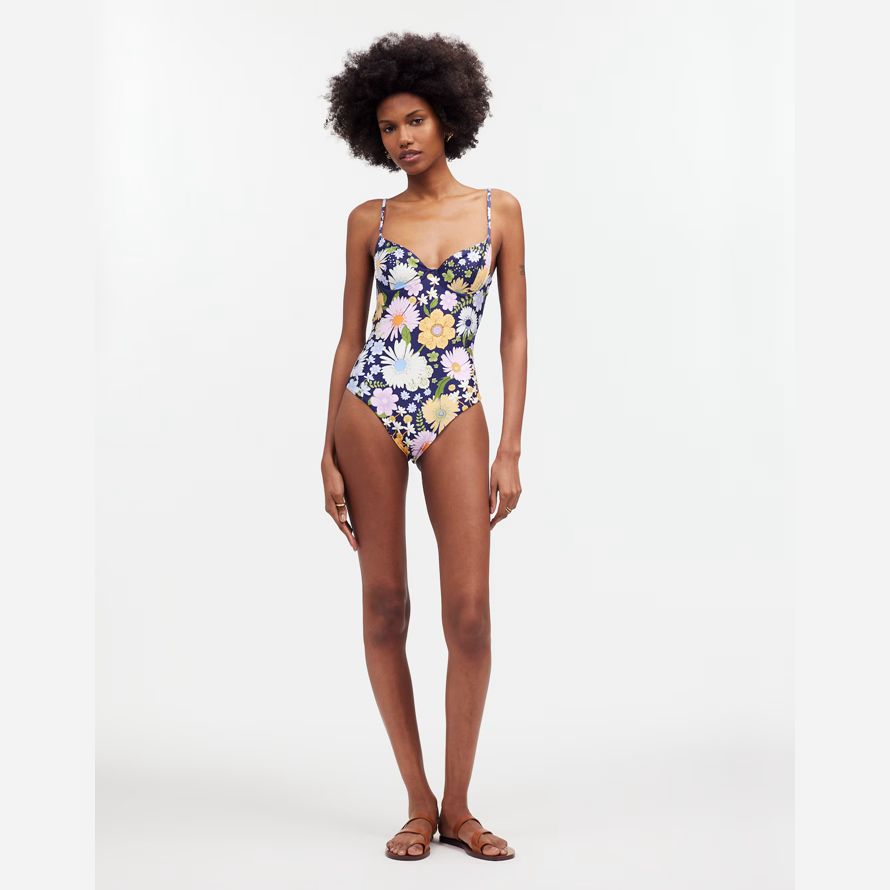 womens madewell agua bendita petra one-piece swimsuit multicolor