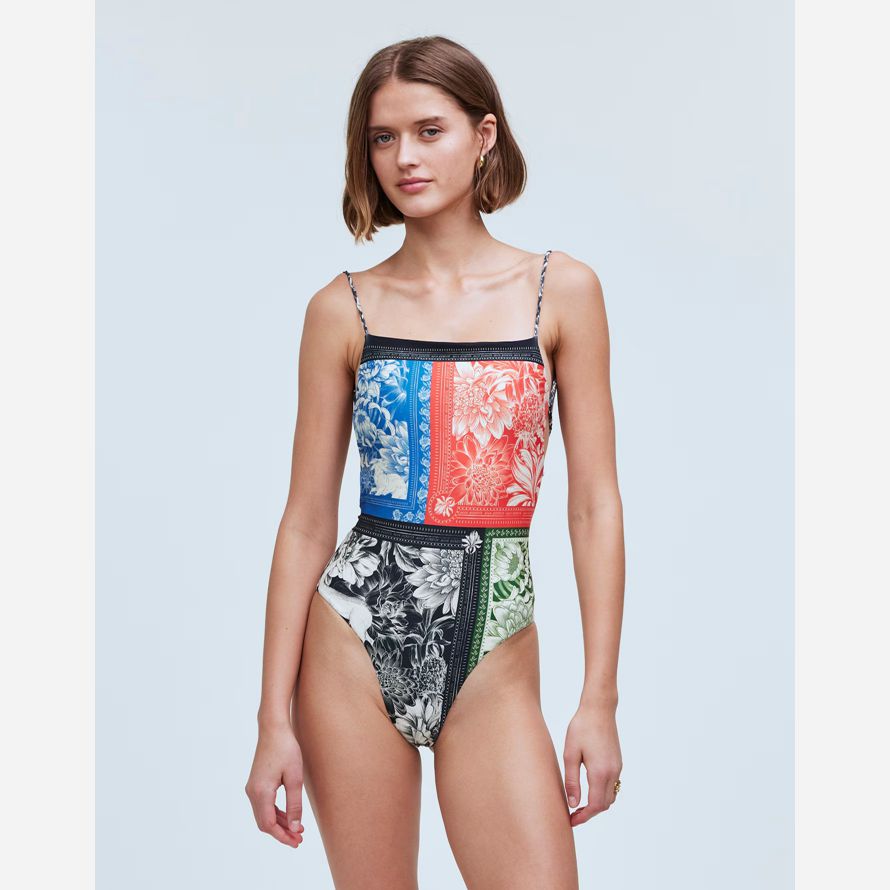 multicolor madewell agua bendita kali one-piece womens swimsuit