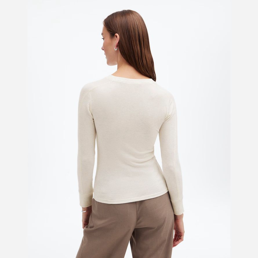 madewell ribbed crewneck long-sleeve womens t-shirts cream