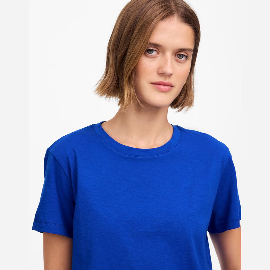 madewell slub boxy-crop womens t-shirts blue