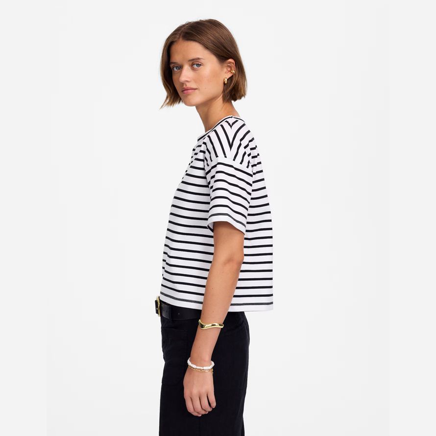 white black madewell everyday boxy crop womens t-shirts