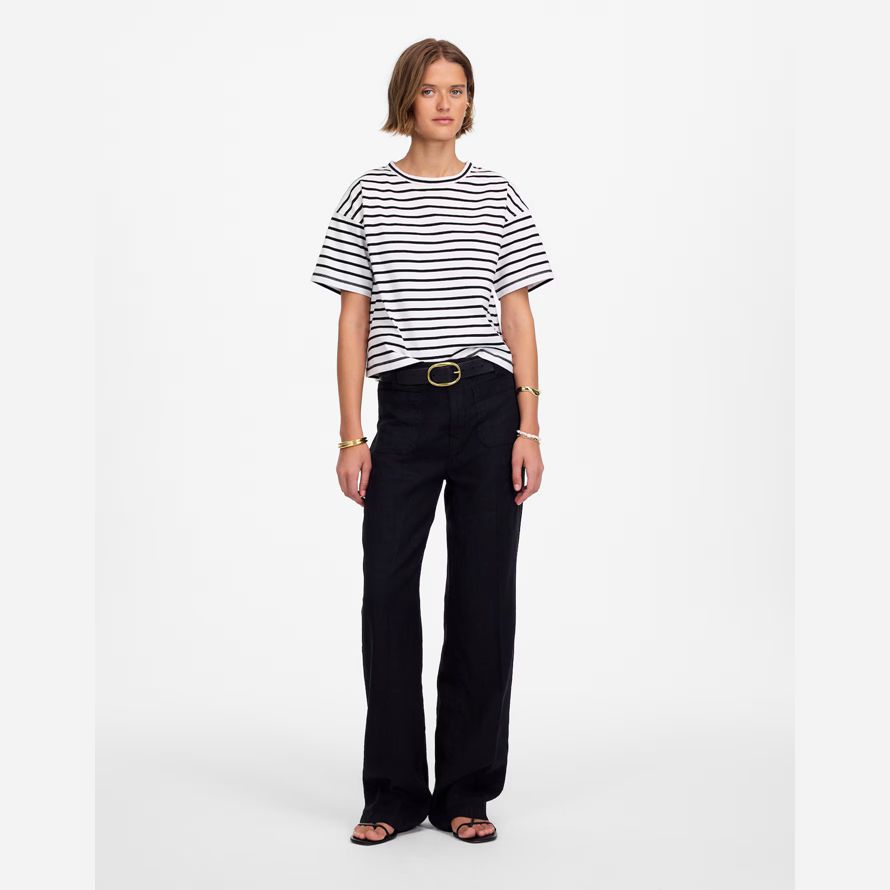 white black madewell everyday boxy crop womens t-shirts