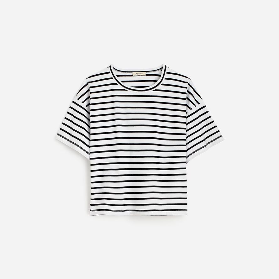 white black madewell everyday boxy crop womens t-shirts