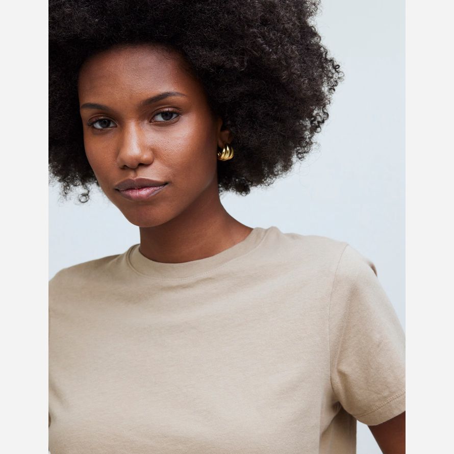 madewell softfade cotton boxy-crop womens t-shirts khaki