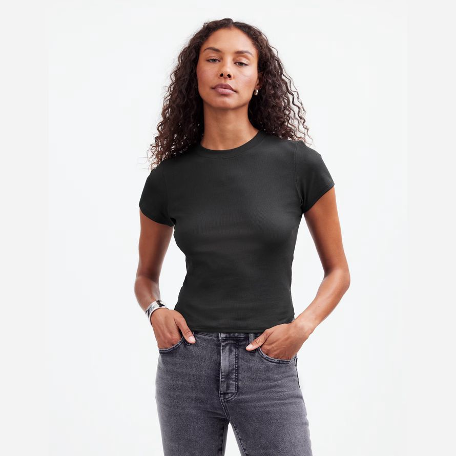 black madewell regenerative cotton ribbed crewneck womens t-shirts