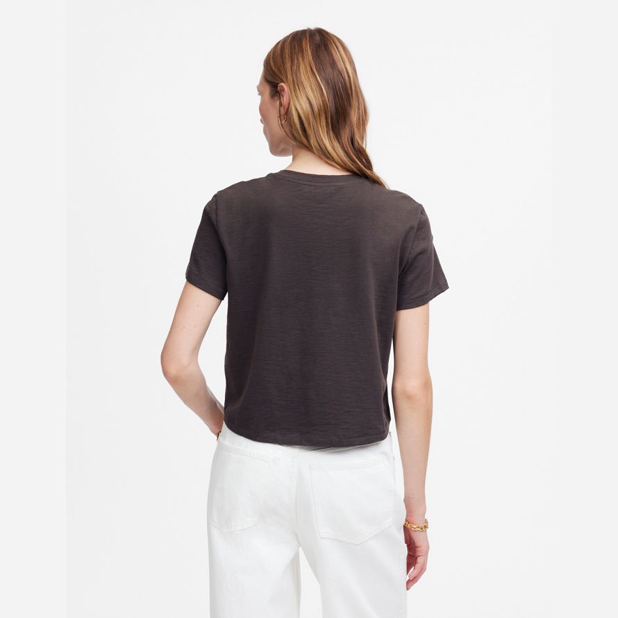 madewell slub boxy-crop womens t-shirts dark chocolate