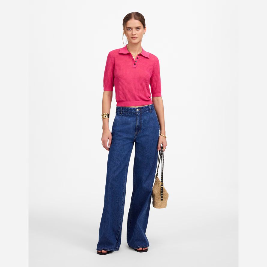 womens madewell short-sleeve polo sweater t-shirts pink
