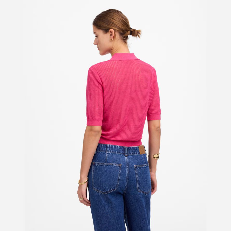 womens madewell short-sleeve polo sweater t-shirts pink