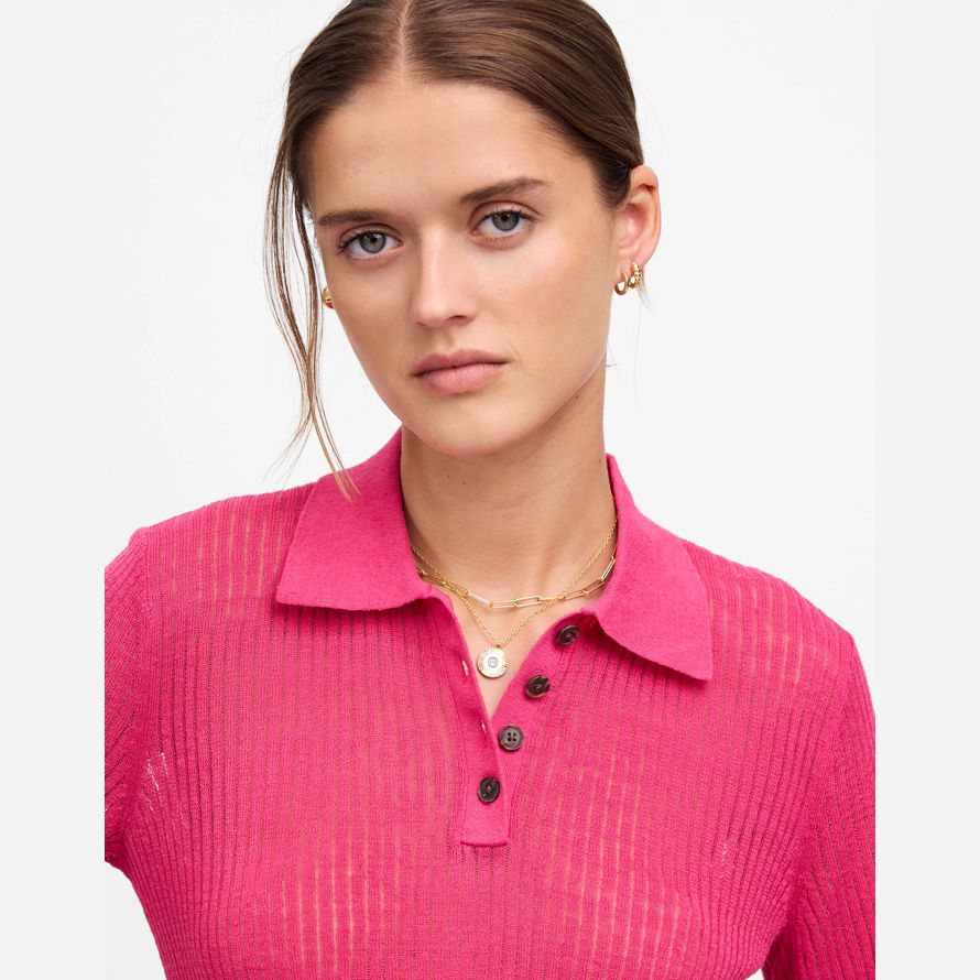 womens madewell short-sleeve polo sweater t-shirts pink